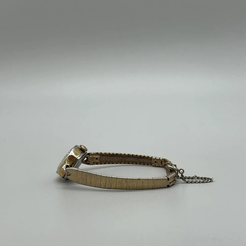 Vintage Helbros Womens Watch 17mm Gold Tone Bracelet 17 Jewels Manual Wind 6